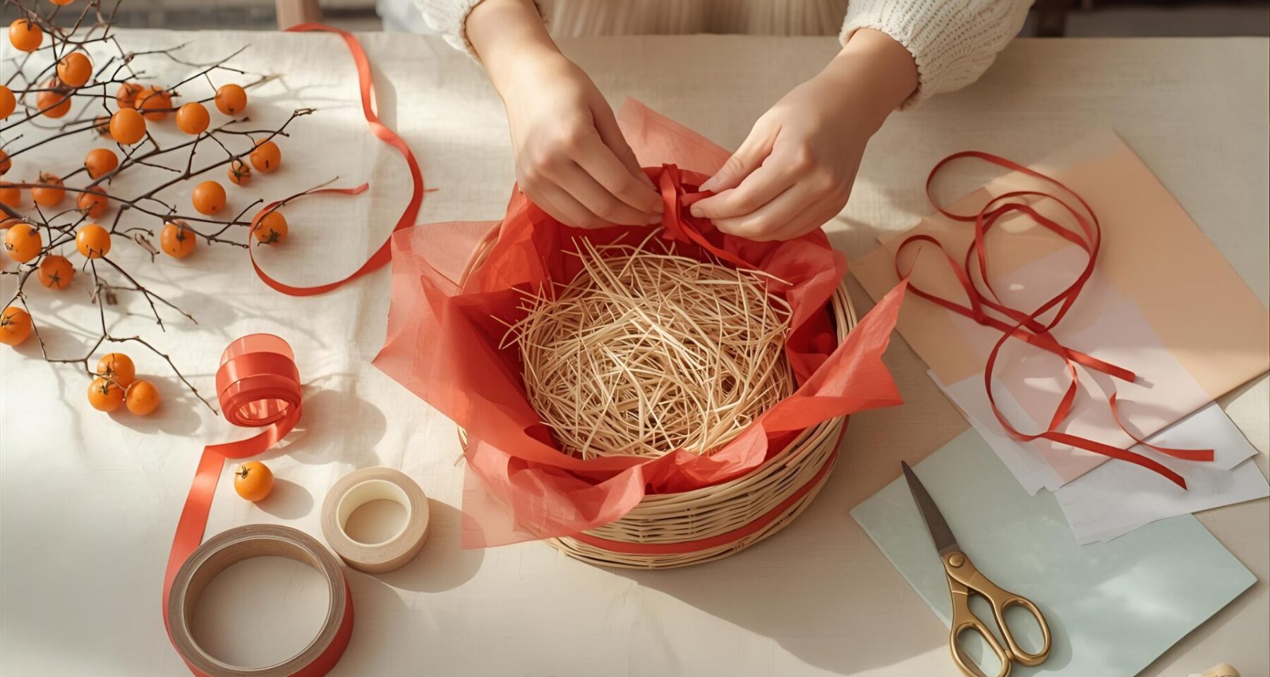 Bước 1 Trải giấy lót và cố định khung giỏ