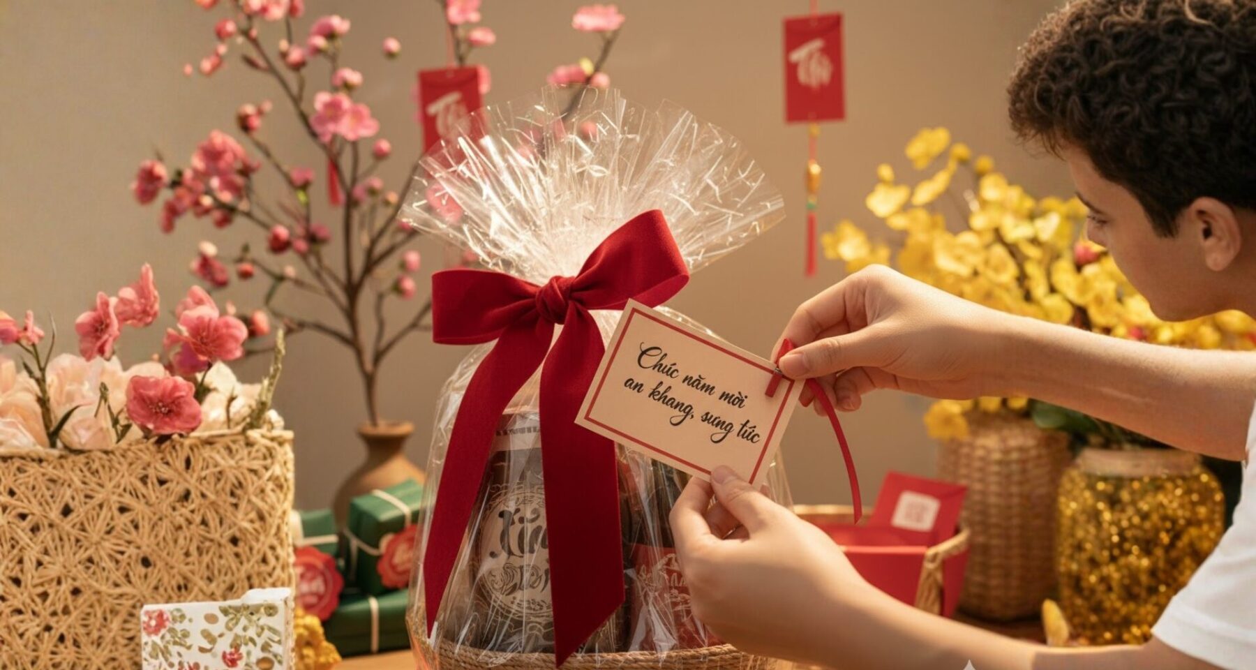 Bước 4 Gắn thiệp chúc Tết